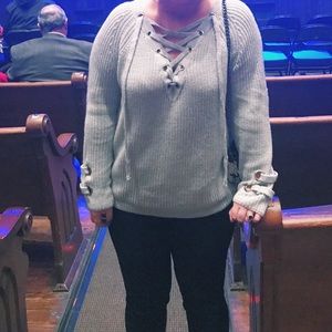 Grey Laceup Sweater